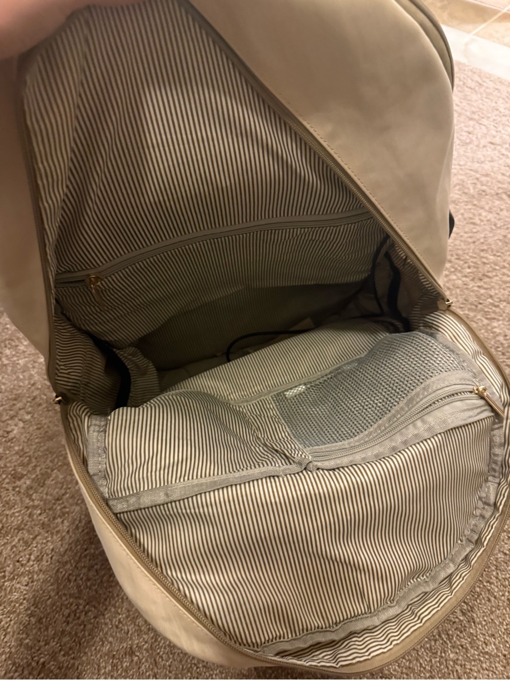 Beige Two-Tone Backpack - Picture 9 of 12